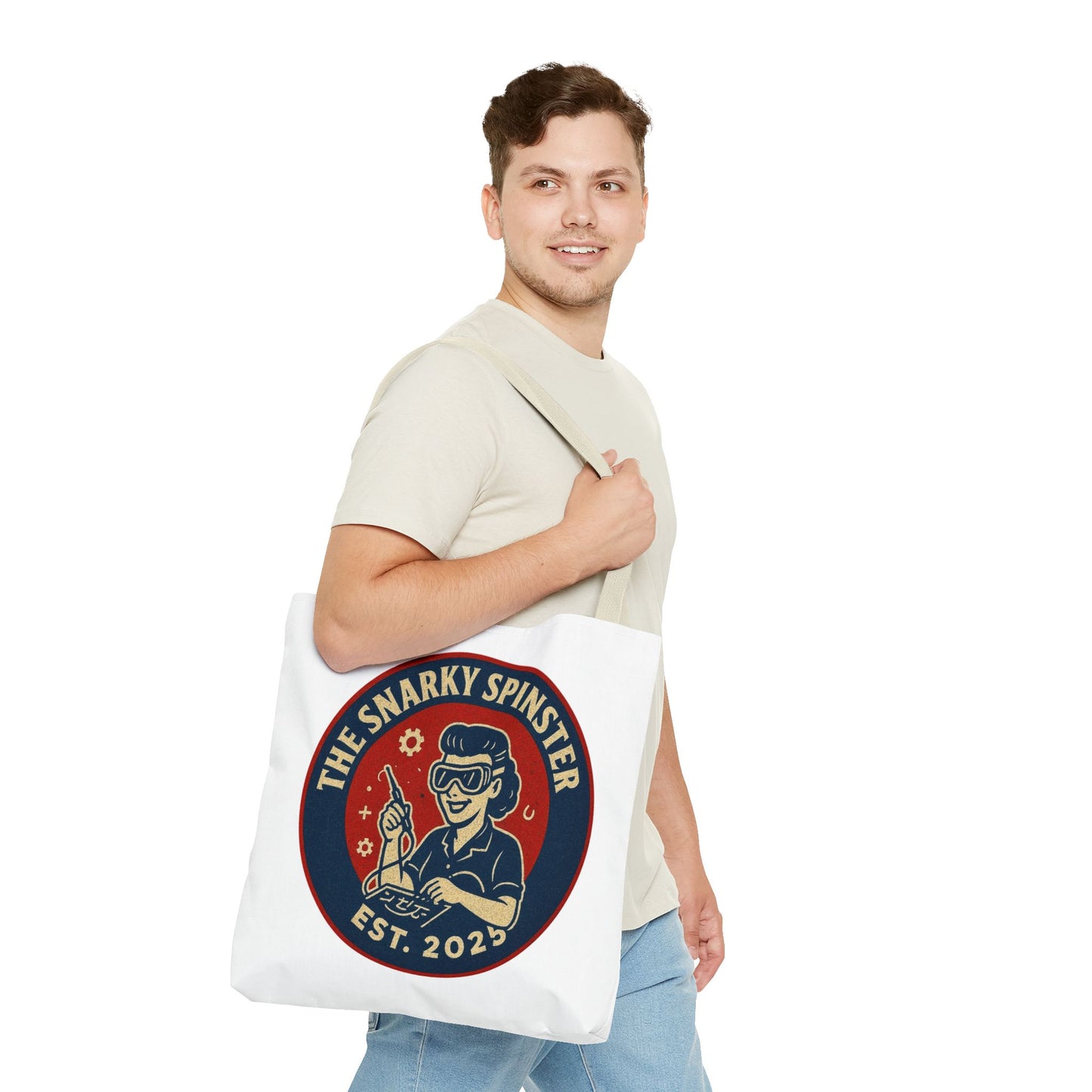 Tech Queen Snarky Spinster Tote Bag - Fun Grocery Bag, Gift for Feminists, Retro Style, Sustainability, Everyday Use