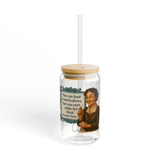 Dorothy Parker Vintage Sipper Glass, 16oz Mason Jar, Retro Drinkware, Happy Hour Gift, Eco-friendly Beverage Container, Party Favor