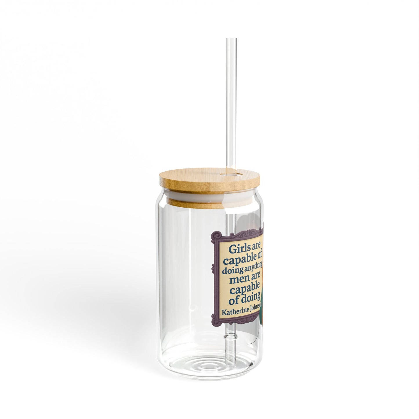 Katherine Johnson Vintage Sipper Glass, 16oz Mason Jar, Retro Drinkware, Happy Hour Gift, Eco-friendly Beverage Container, Party Favor