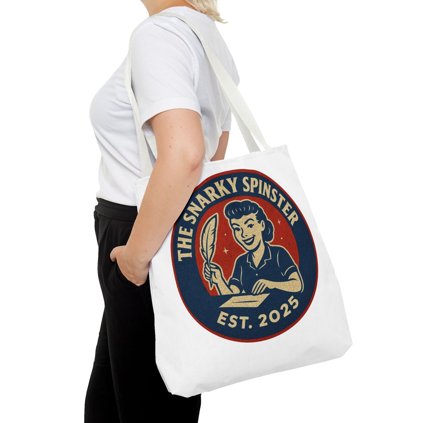 Lit Snarky Spinster Tote Bag - Fun Grocery Bag, Gift for Feminists, Retro Style, Sustainability, Everyday Use