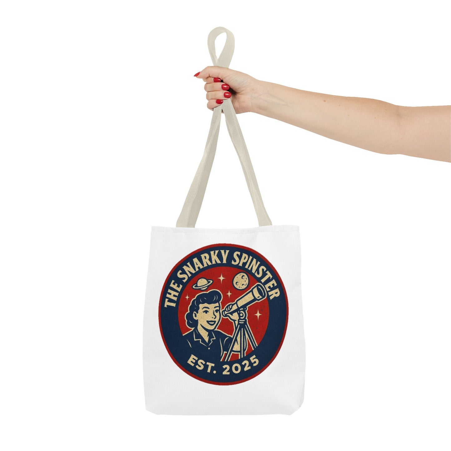 Copy of Patriotic Snarky Spinster Tote Bag - Fun Grocery Bag, Gift for Feminists, Retro Style, Sustainability, Everyday Use