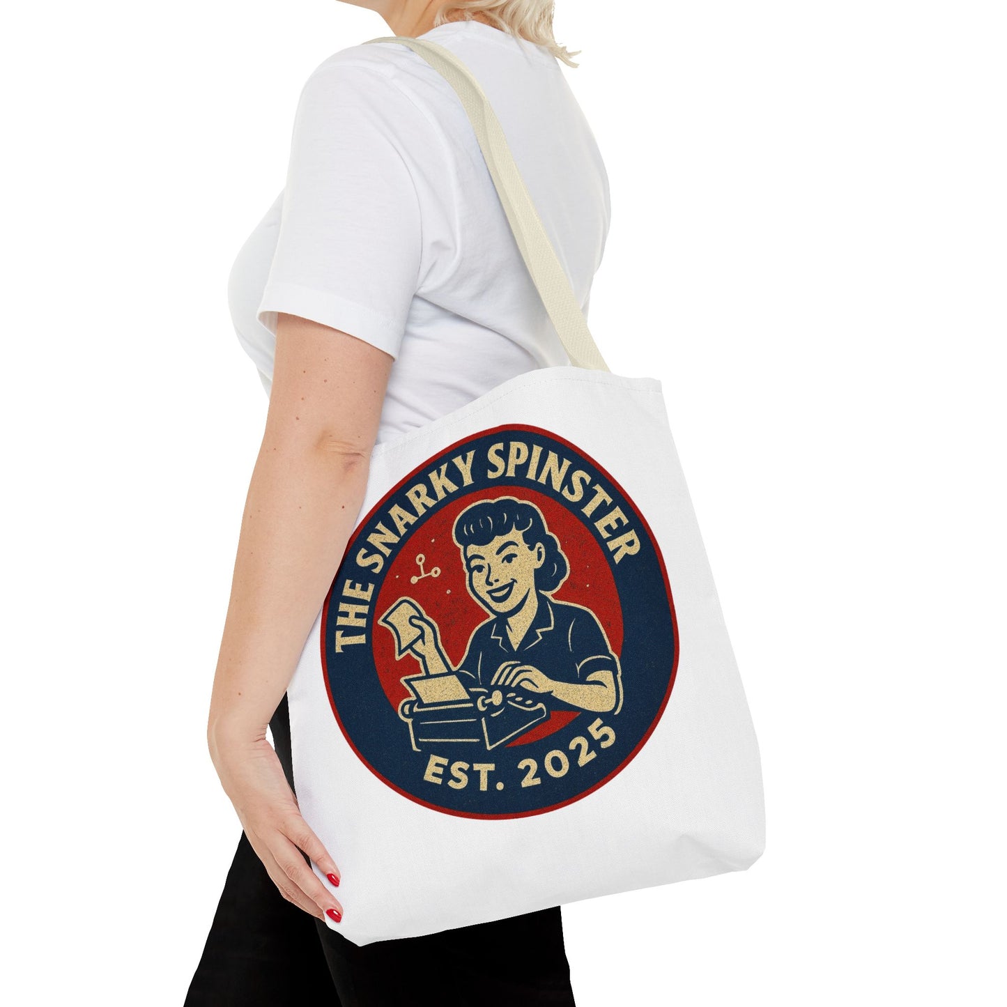 The Writer Snarky Spinster Tote Bag - Fun Grocery Bag, Gift for Feminists, Retro Style, Sustainability, Everyday Use