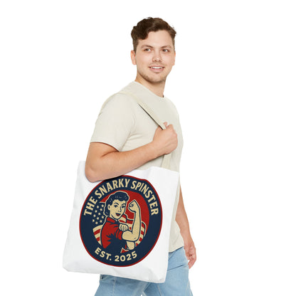 Patriotic Snarky Spinster Tote Bag - Fun Grocery Bag, Gift for Feminists, Retro Style, Sustainability, Everyday Use