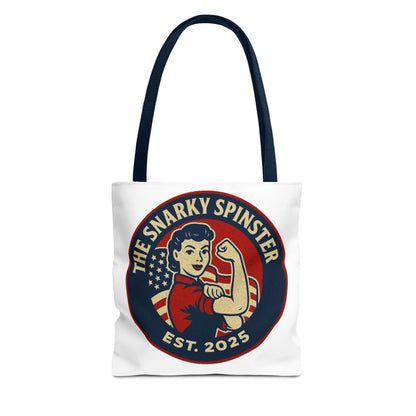 Patriotic Snarky Spinster Tote Bag - Fun Grocery Bag, Gift for Feminists, Retro Style, Sustainability, Everyday Use