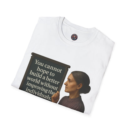 Unisex Softstyle T-Shirt - Madame Curie, Inspirational Tee, Gift for Activists, Comfortable Everyday Wear, Perfect for Celebrations