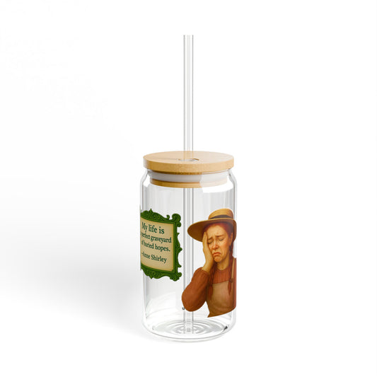 Anne Shirley Vintage Sipper Glass, 16oz Mason Jar, Retro Drinkware, Happy Hour Gift, Eco-friendly Beverage Container, Party Favor