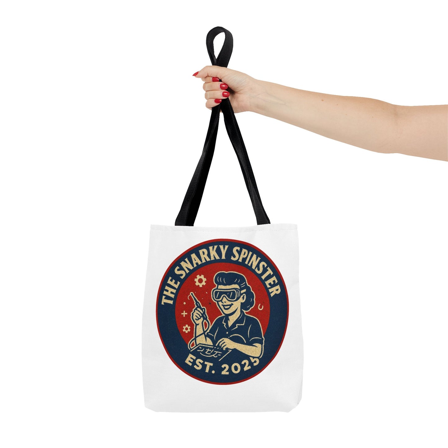 Tech Queen Snarky Spinster Tote Bag - Fun Grocery Bag, Gift for Feminists, Retro Style, Sustainability, Everyday Use