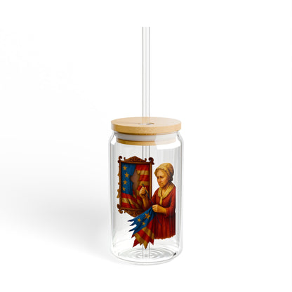 Betsy Ross Vintage Political Sipper Glass, 16oz Mason Jar, Retro Drinkware, Happy Hour Gift, Eco-friendly Beverage Container, Party Favor