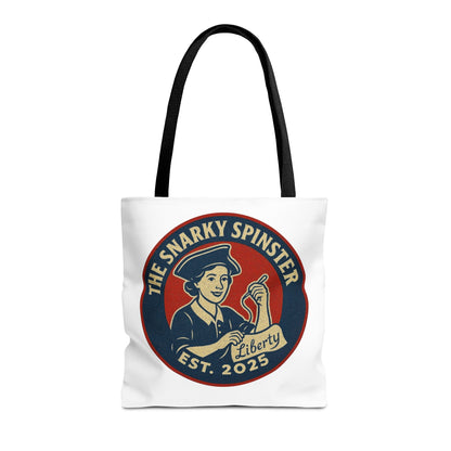 The Liberty Snarky Spinster Tote Bag - Fun Grocery Bag, Gift for Feminists, Retro Style, Sustainability, Everyday Use
