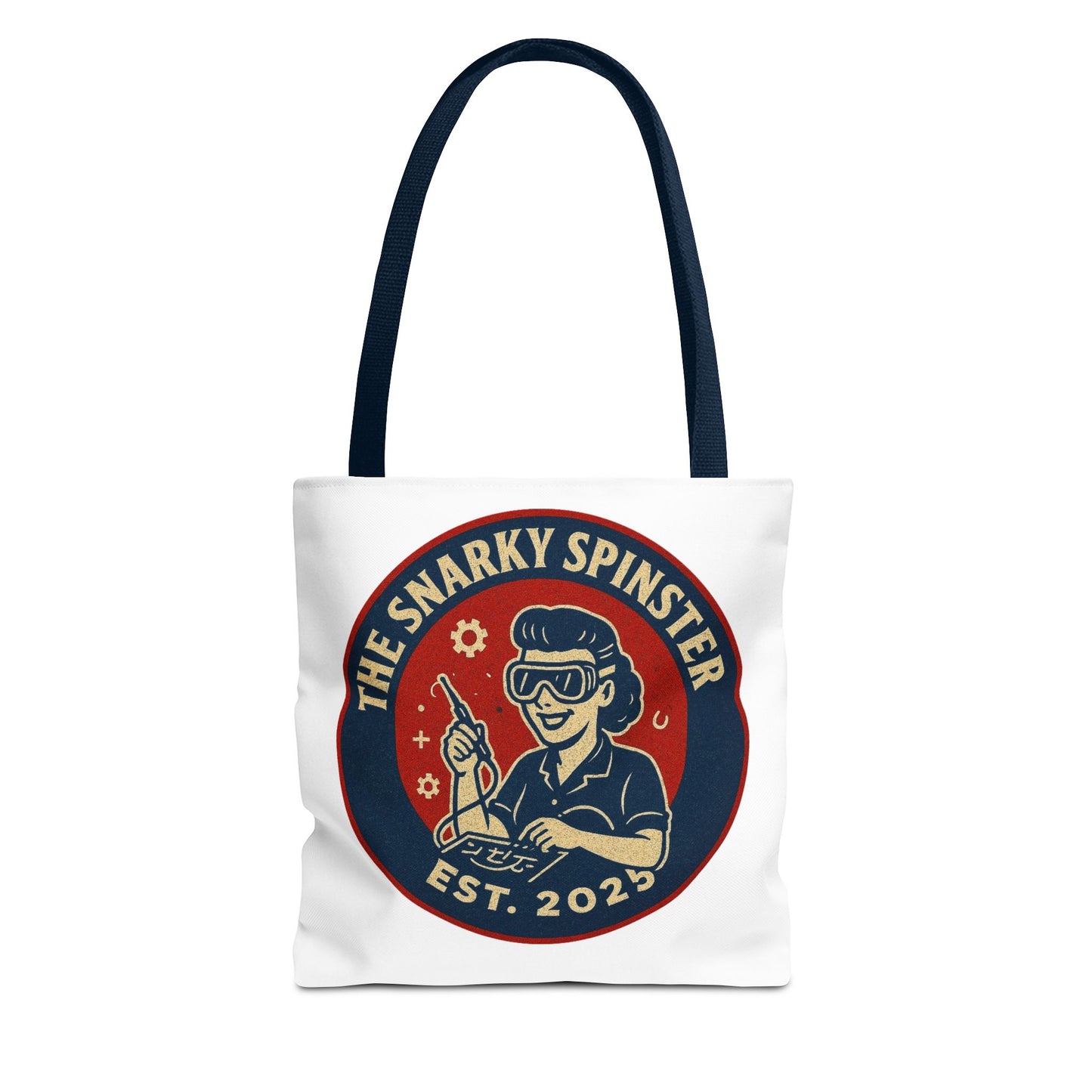 Tech Queen Snarky Spinster Tote Bag - Fun Grocery Bag, Gift for Feminists, Retro Style, Sustainability, Everyday Use