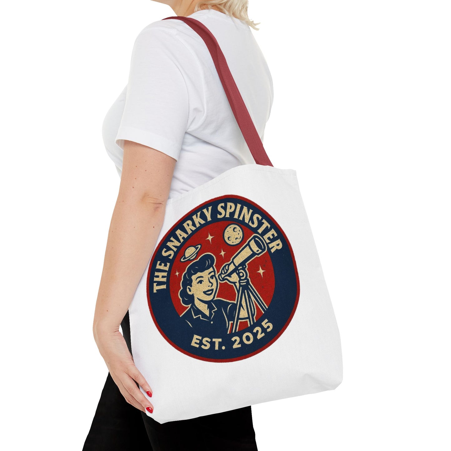 Copy of Patriotic Snarky Spinster Tote Bag - Fun Grocery Bag, Gift for Feminists, Retro Style, Sustainability, Everyday Use