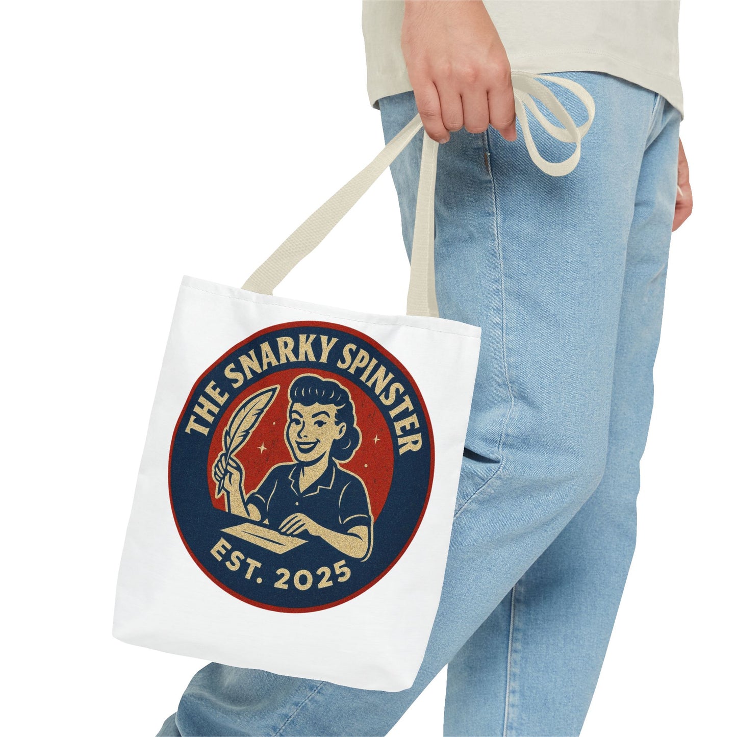 Lit Snarky Spinster Tote Bag - Fun Grocery Bag, Gift for Feminists, Retro Style, Sustainability, Everyday Use