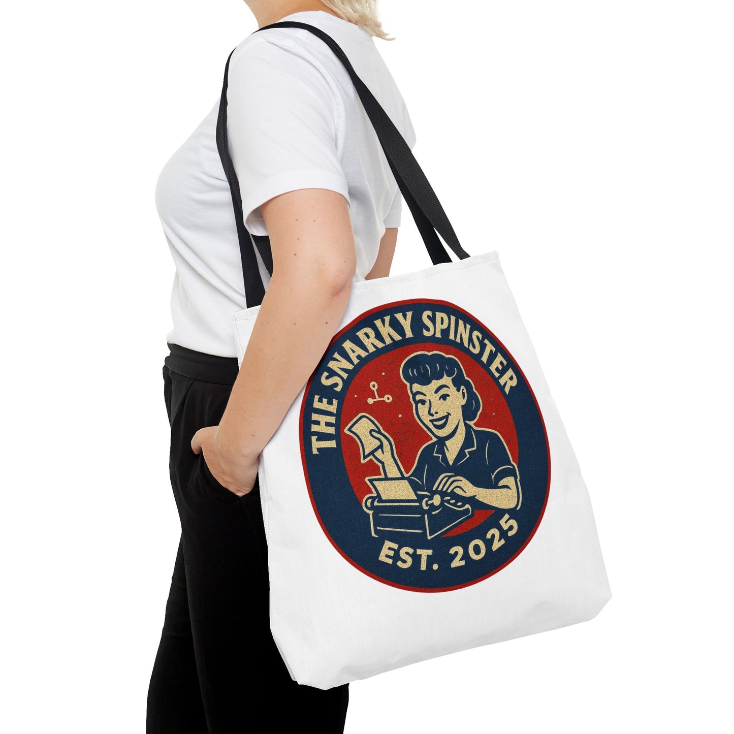 The Writer Snarky Spinster Tote Bag - Fun Grocery Bag, Gift for Feminists, Retro Style, Sustainability, Everyday Use