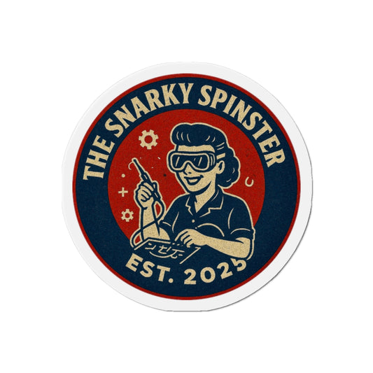 Tech Queen Snarky Spinster Die-Cut Magnet, Humorous Refrigerator Decor, Gift for Feminists, Vintage Style Magnet, Fun Home Accessory