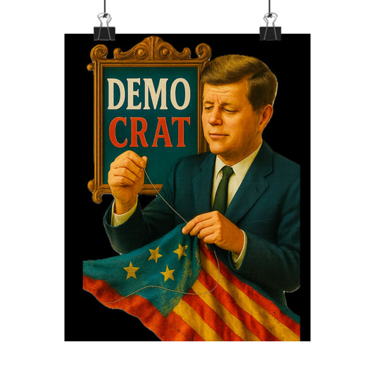 Vintage Political Art Poster, Matte Wall Decor, Retro JFK Artwork, Democratic Party Tribute, Home Office Decor