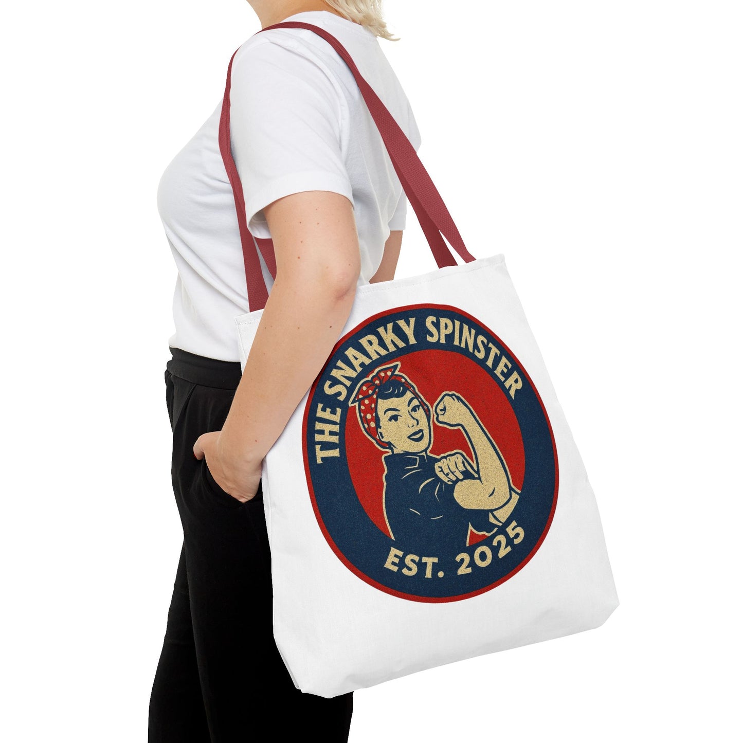 Rosie the Snarky Spinster Tote Bag - Fun Grocery Bag, Gift for Feminists, Retro Style, Sustainability, Everyday Use