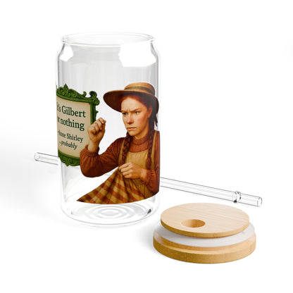 Anne Shirley Vintage Sipper Glass, 16oz Mason Jar, Retro Drinkware, Happy Hour Gift, Eco-friendly Beverage Container, Party Favor