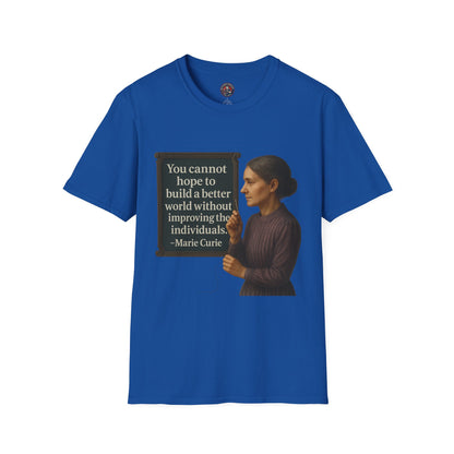 Unisex Softstyle T-Shirt - Madame Curie, Inspirational Tee, Gift for Activists, Comfortable Everyday Wear, Perfect for Celebrations