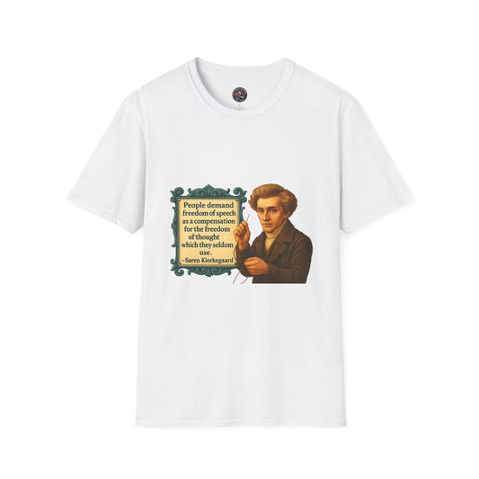 Philosophical Kierkegaard Quote Unisex Softstyle T-Shirt, Søren Kierkegaard Tee, Existentialist Clothing, Inspirational Graphic Top,