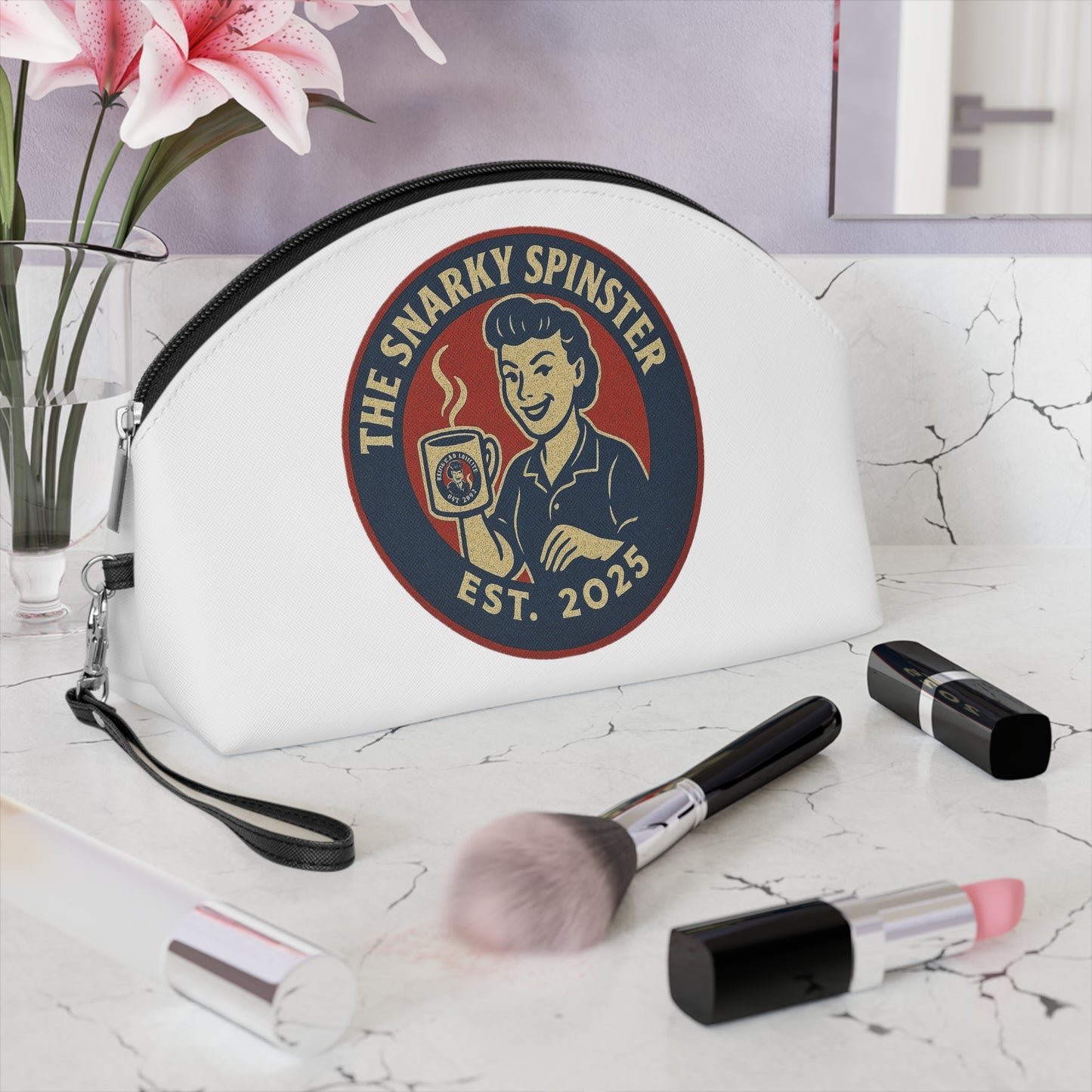 Makeup Bag - Coffee Addict Snarky Spinster Design