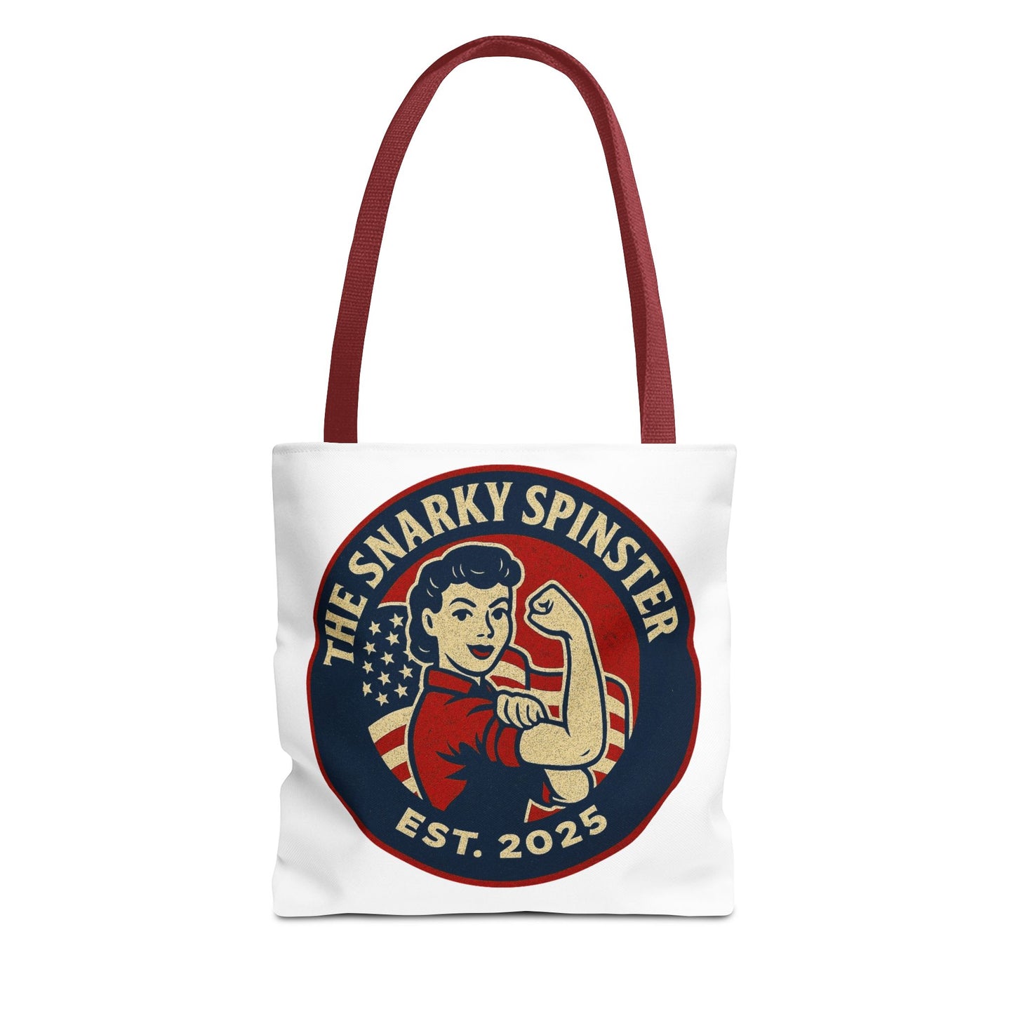 Patriotic Snarky Spinster Tote Bag - Fun Grocery Bag, Gift for Feminists, Retro Style, Sustainability, Everyday Use