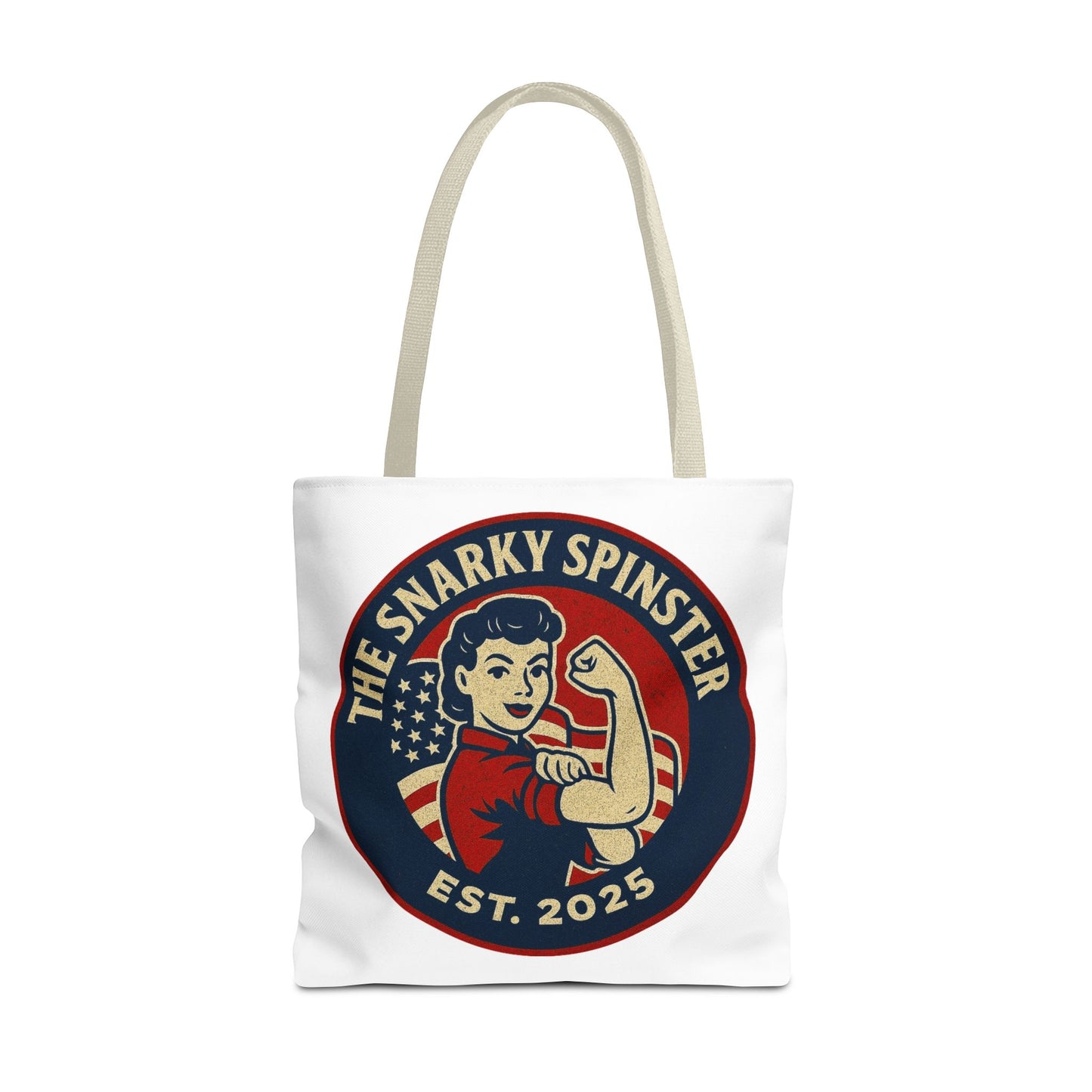 Patriotic Snarky Spinster Tote Bag - Fun Grocery Bag, Gift for Feminists, Retro Style, Sustainability, Everyday Use