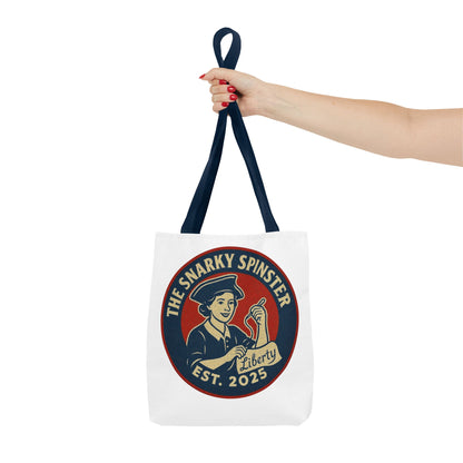 The Liberty Snarky Spinster Tote Bag - Fun Grocery Bag, Gift for Feminists, Retro Style, Sustainability, Everyday Use