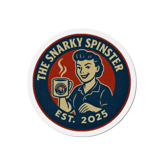 Coffee Snarky Spinster Die-Cut Magnet, Humorous Refrigerator Decor, Gift for Feminists, Vintage Style Magnet, Fun Home Accessory