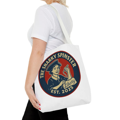 The Liberty Snarky Spinster Tote Bag - Fun Grocery Bag, Gift for Feminists, Retro Style, Sustainability, Everyday Use
