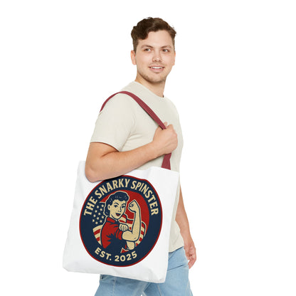 Patriotic Snarky Spinster Tote Bag - Fun Grocery Bag, Gift for Feminists, Retro Style, Sustainability, Everyday Use