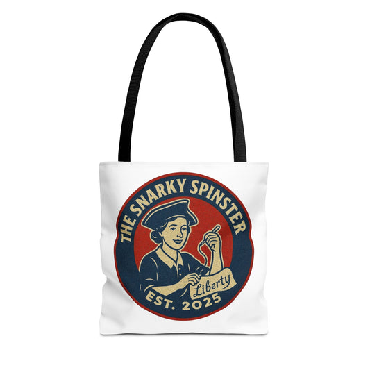 The Liberty Snarky Spinster Tote Bag - Fun Grocery Bag, Gift for Feminists, Retro Style, Sustainability, Everyday Use