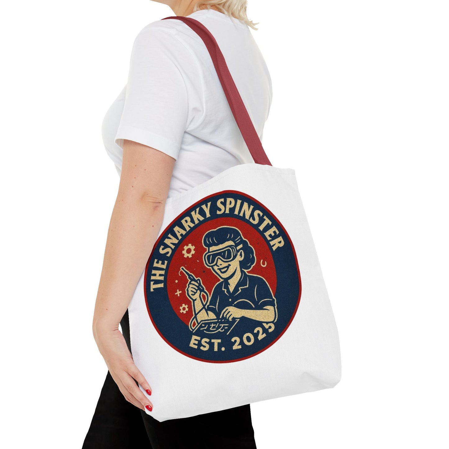 Tech Queen Snarky Spinster Tote Bag - Fun Grocery Bag, Gift for Feminists, Retro Style, Sustainability, Everyday Use