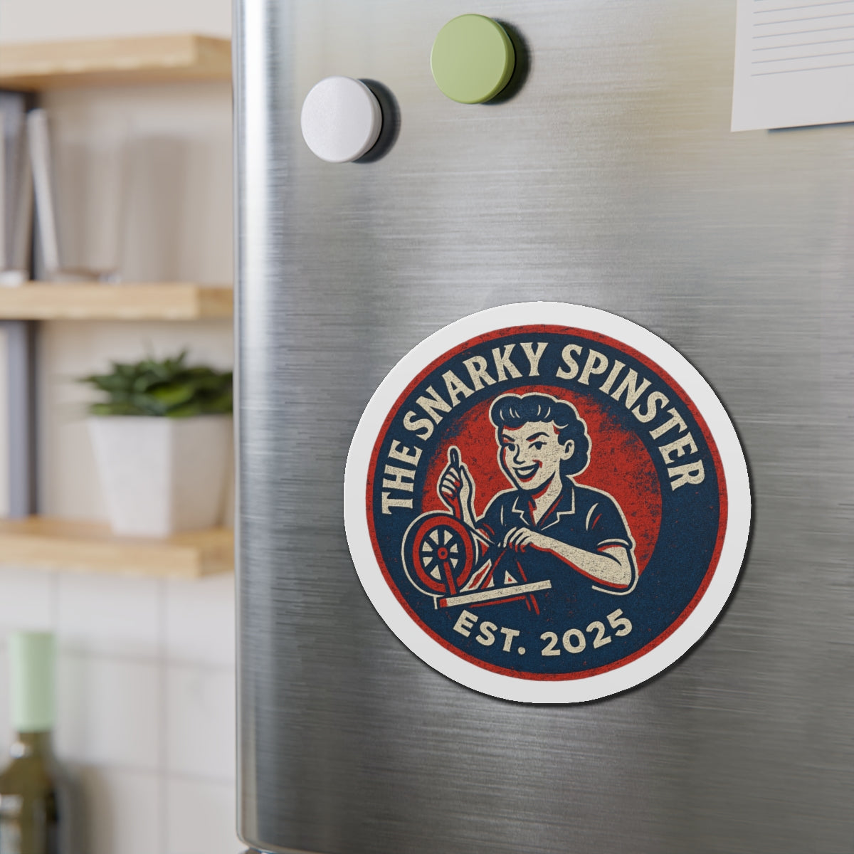 Snarky Spinster Die-Cut Magnet - Fun Home Decor, Gift for Crafters, Quirky Kitchen Decor, Artsy Refrigerator Magnet, Unique Gift Idea