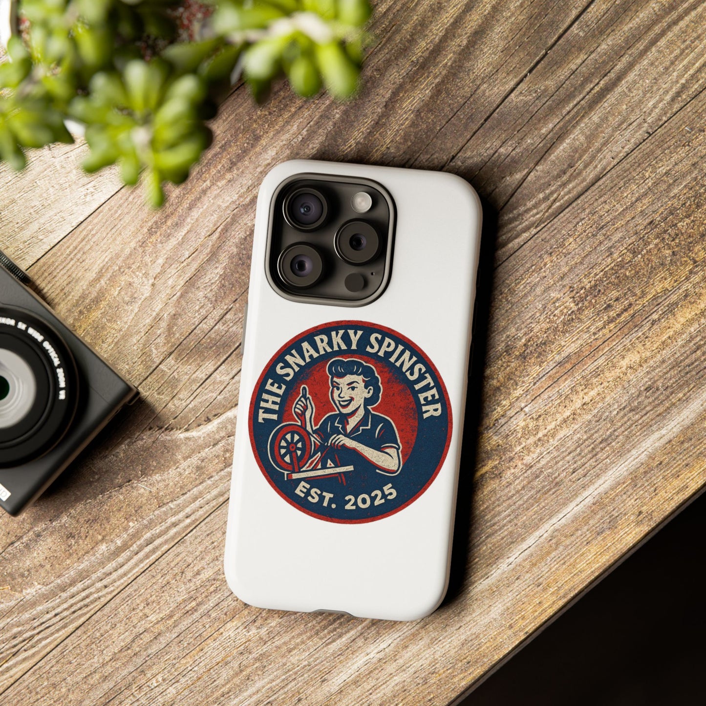 Snarky Spinster Phone Case, Quirky Phone Holder, Funny Smartphone Cover, Gift for Crafters, Humor Accessories, Custom Tech Case