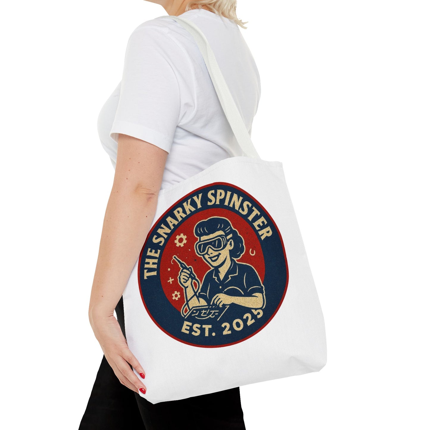 Tech Queen Snarky Spinster Tote Bag - Fun Grocery Bag, Gift for Feminists, Retro Style, Sustainability, Everyday Use