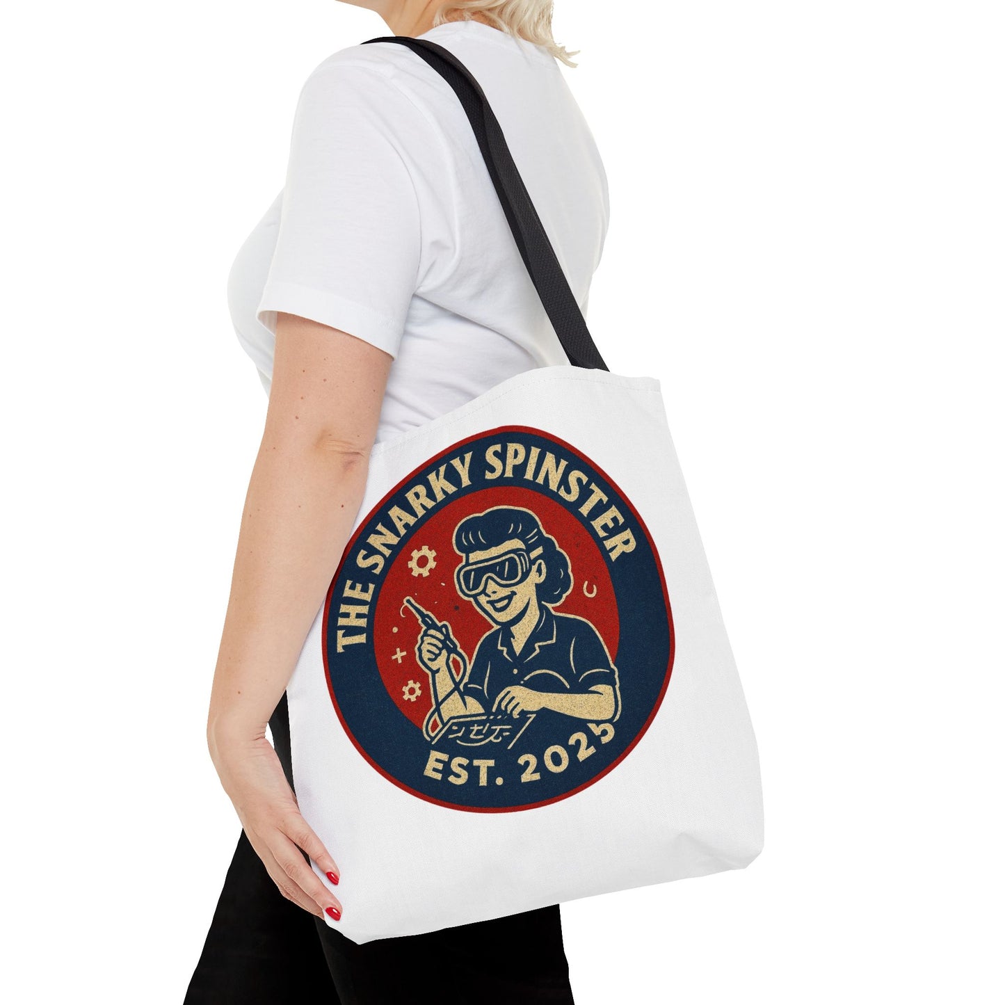 Tech Queen Snarky Spinster Tote Bag - Fun Grocery Bag, Gift for Feminists, Retro Style, Sustainability, Everyday Use