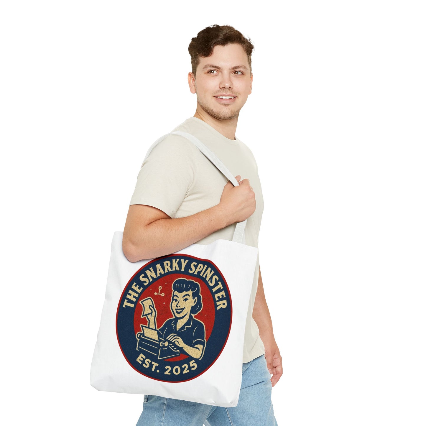 The Writer Snarky Spinster Tote Bag - Fun Grocery Bag, Gift for Feminists, Retro Style, Sustainability, Everyday Use