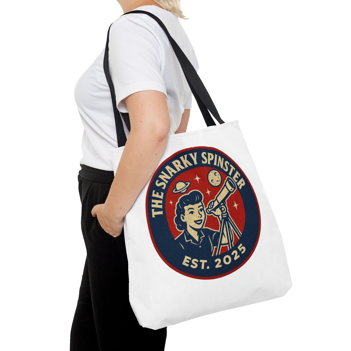 Copy of Patriotic Snarky Spinster Tote Bag - Fun Grocery Bag, Gift for Feminists, Retro Style, Sustainability, Everyday Use