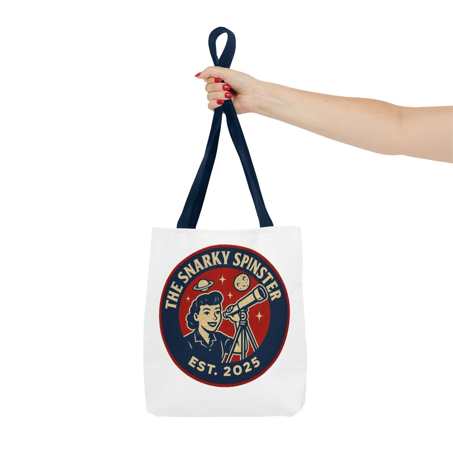 Copy of Patriotic Snarky Spinster Tote Bag - Fun Grocery Bag, Gift for Feminists, Retro Style, Sustainability, Everyday Use