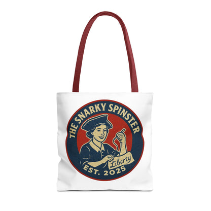 The Liberty Snarky Spinster Tote Bag - Fun Grocery Bag, Gift for Feminists, Retro Style, Sustainability, Everyday Use