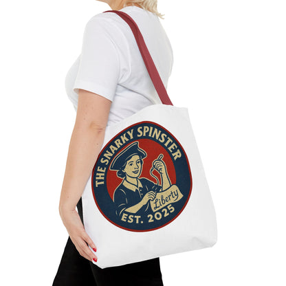 The Liberty Snarky Spinster Tote Bag - Fun Grocery Bag, Gift for Feminists, Retro Style, Sustainability, Everyday Use