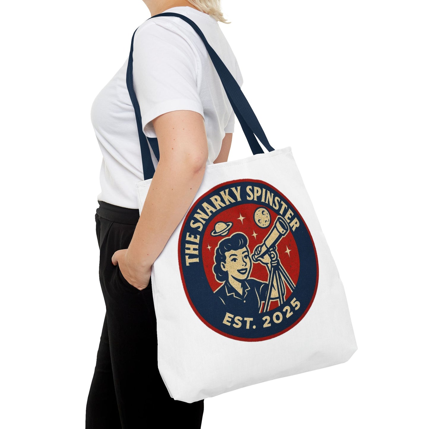 Copy of Patriotic Snarky Spinster Tote Bag - Fun Grocery Bag, Gift for Feminists, Retro Style, Sustainability, Everyday Use