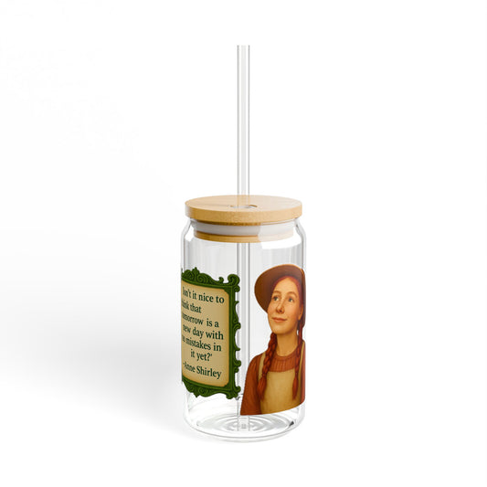 Anne Shirley Vintage Sipper Glass, 16oz Mason Jar, Retro Drinkware, Happy Hour Gift, Eco-friendly Beverage Container, Party Favor