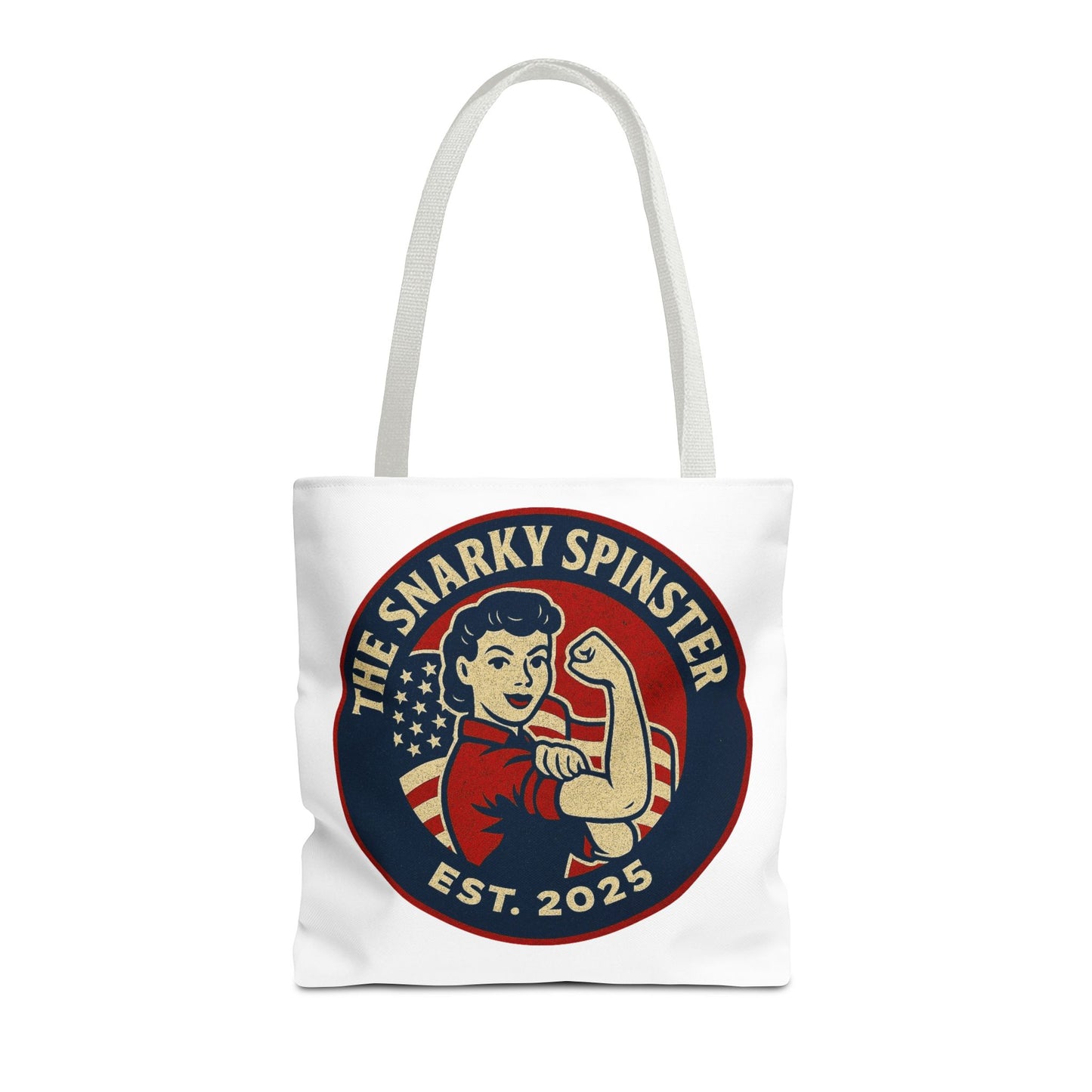 Patriotic Snarky Spinster Tote Bag - Fun Grocery Bag, Gift for Feminists, Retro Style, Sustainability, Everyday Use