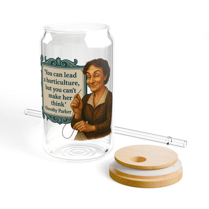 Dorothy Parker Vintage Sipper Glass, 16oz Mason Jar, Retro Drinkware, Happy Hour Gift, Eco-friendly Beverage Container, Party Favor