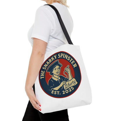 The Liberty Snarky Spinster Tote Bag - Fun Grocery Bag, Gift for Feminists, Retro Style, Sustainability, Everyday Use