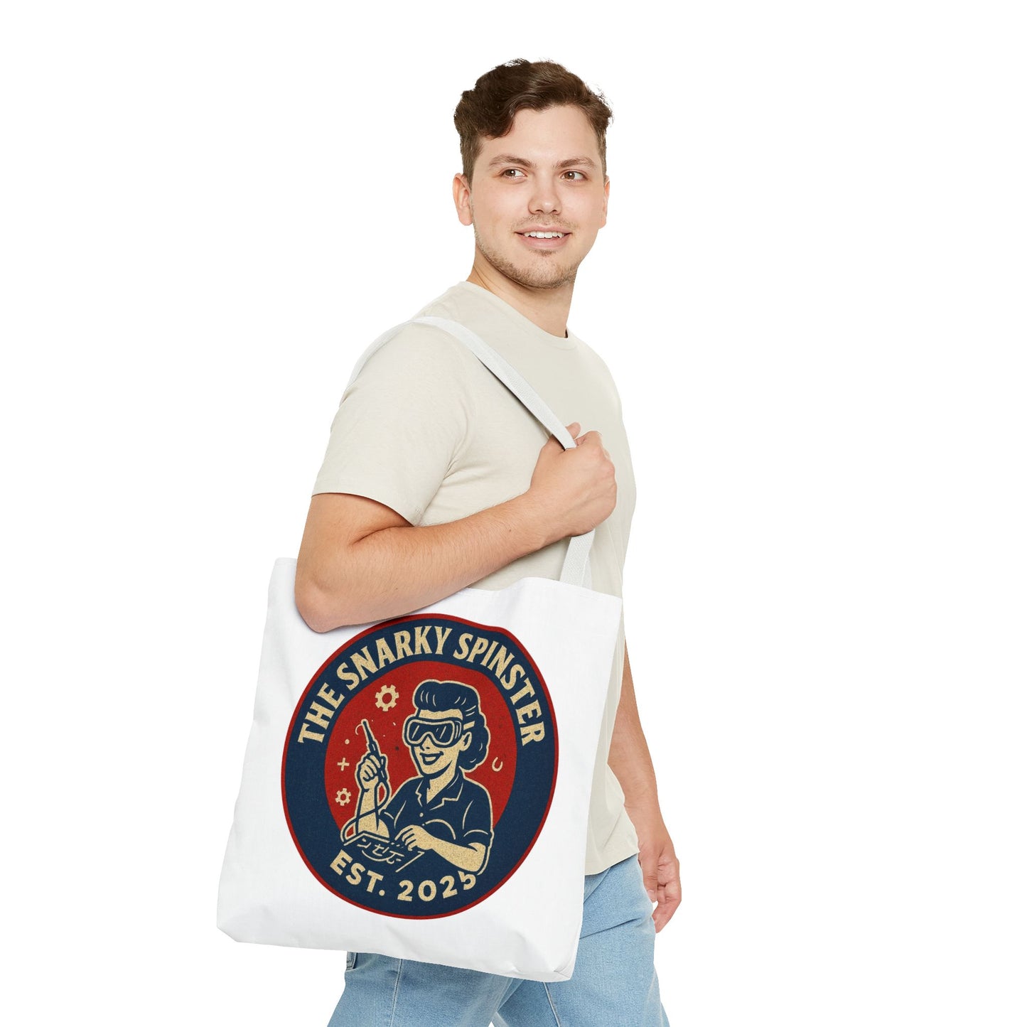 Tech Queen Snarky Spinster Tote Bag - Fun Grocery Bag, Gift for Feminists, Retro Style, Sustainability, Everyday Use