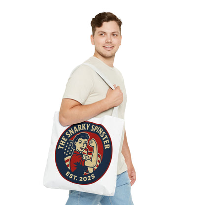Patriotic Snarky Spinster Tote Bag - Fun Grocery Bag, Gift for Feminists, Retro Style, Sustainability, Everyday Use