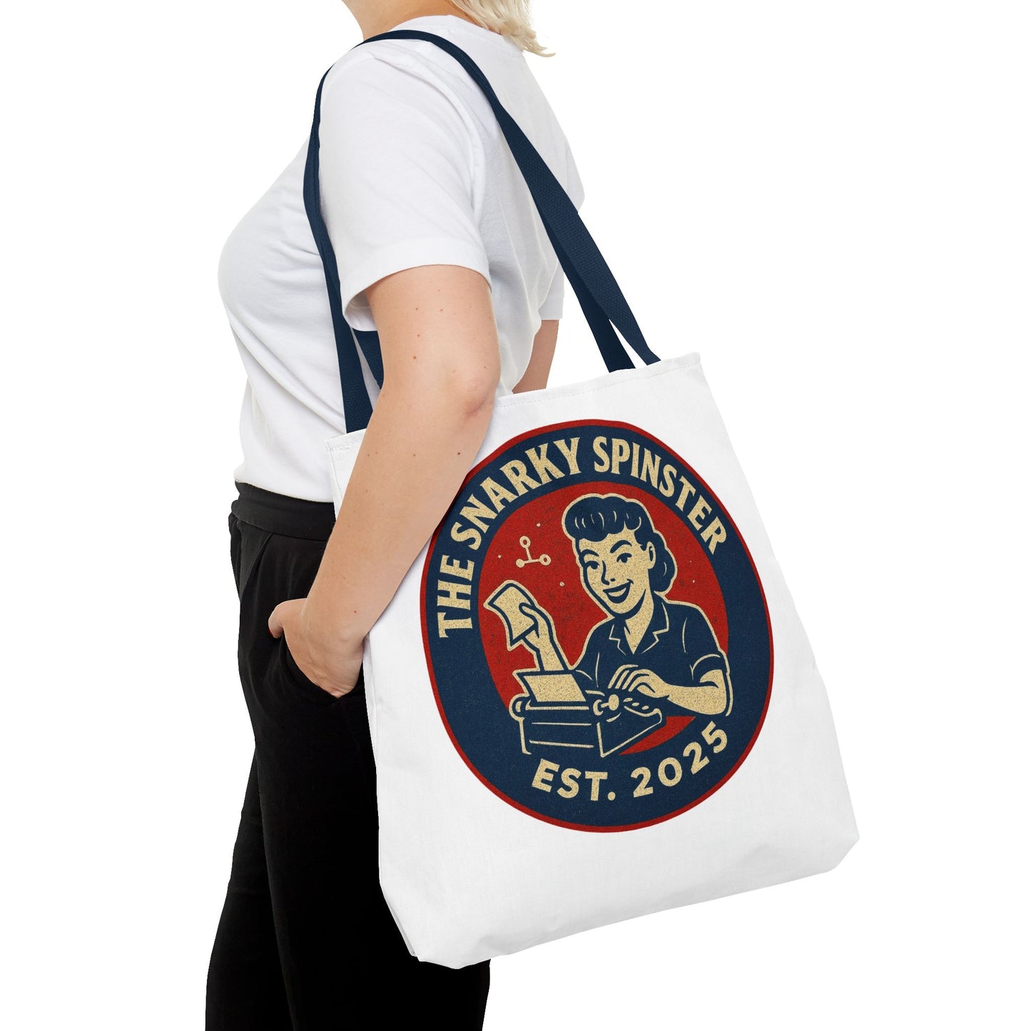 The Writer Snarky Spinster Tote Bag - Fun Grocery Bag, Gift for Feminists, Retro Style, Sustainability, Everyday Use