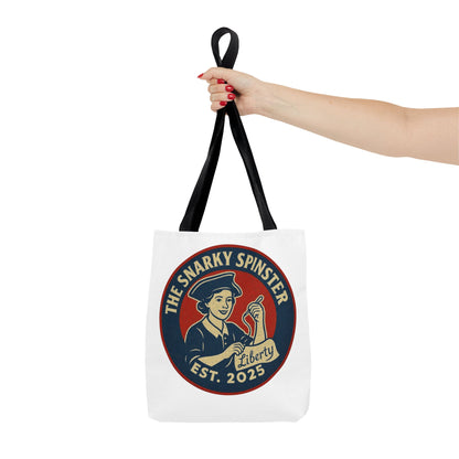 The Liberty Snarky Spinster Tote Bag - Fun Grocery Bag, Gift for Feminists, Retro Style, Sustainability, Everyday Use